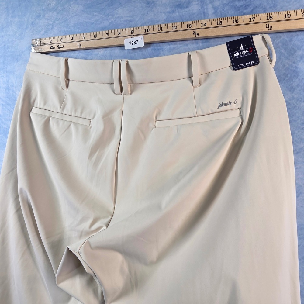 Johnnie-O Mens Performance Golf Pants Stone Beige 36x30 Stretch Trousers NEW - Picture 8 of 9